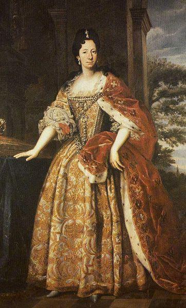 unknow artist Portrait of Anne Marie d'Orleans (1669-1728) while Duchess of Savoy wearing the robes of Savoy and the coronet Sweden oil painting art